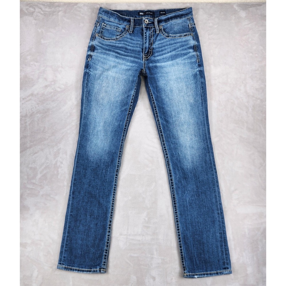 BKE Jake Straight Jeans Mens 32x34 Medium Wash Blue Stretch Denim Pants ABP16342